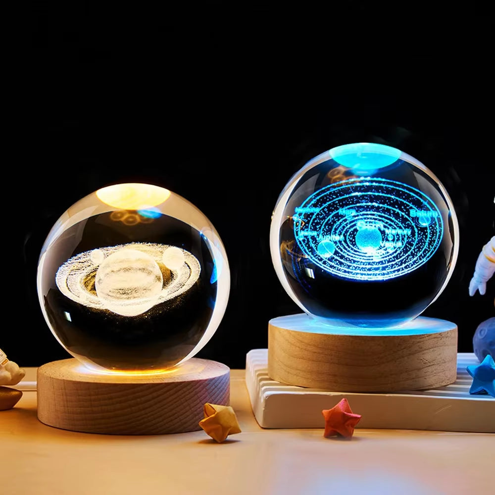 LED Night Light Milky Way Galaxy Solar System Crystal Ball Children Night Lamp Bedroom Ambient Light Creative Gift Night Light