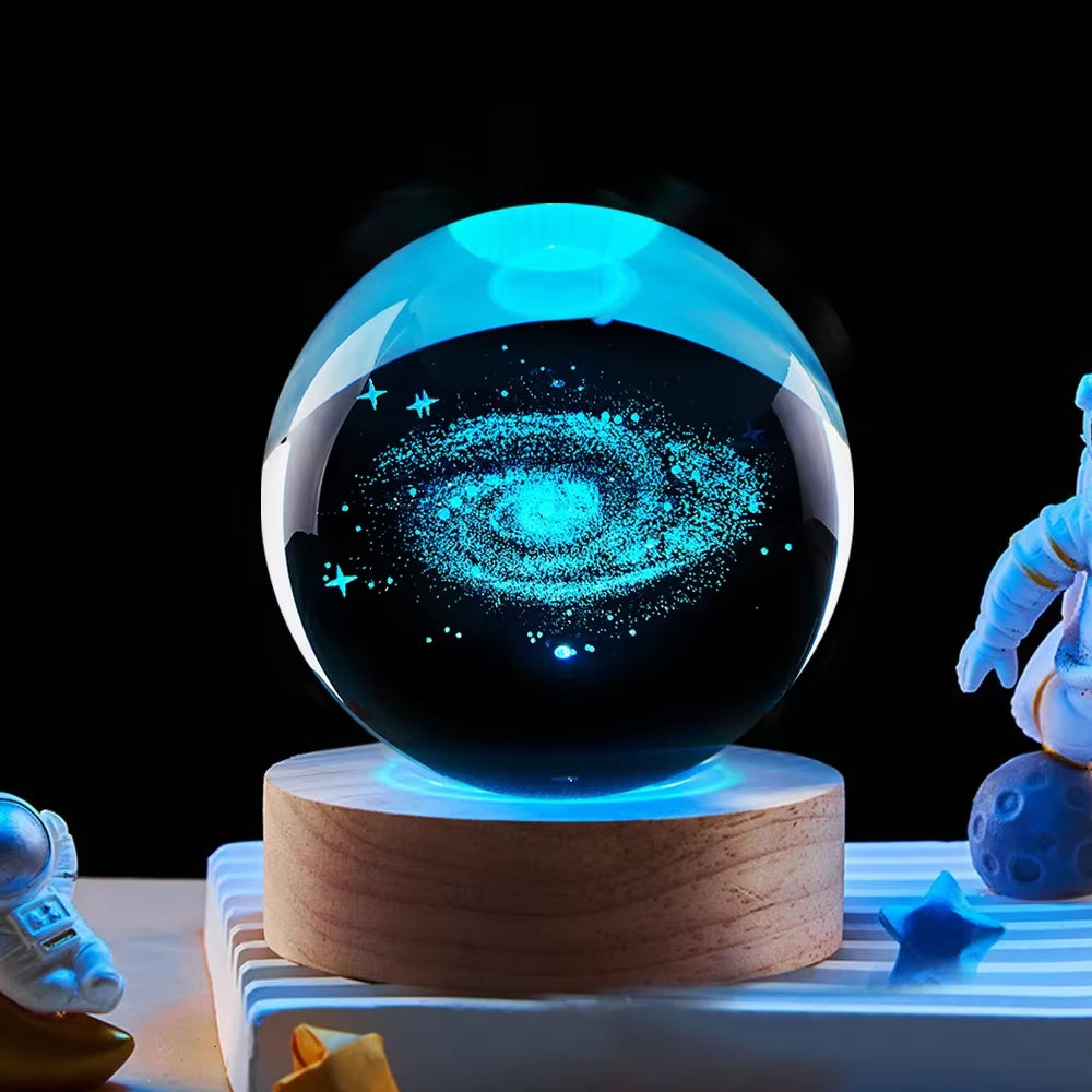 LED Night Light Milky Way Galaxy Solar System Crystal Ball Children Night Lamp Bedroom Ambient Light Creative Gift Night Light