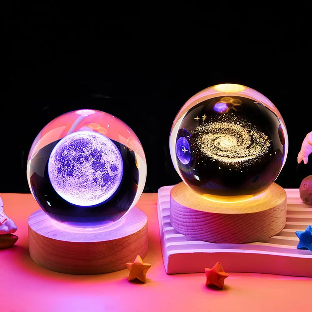 LED Night Light Milky Way Galaxy Solar System Crystal Ball Children Night Lamp Bedroom Ambient Light Creative Gift Night Light