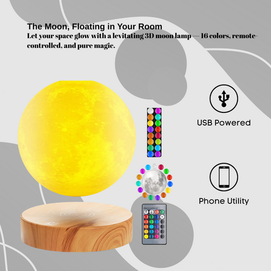 Levitating 3D Moon Lamp – 16 Colors with Remote | A Magical Touch for Your Space
