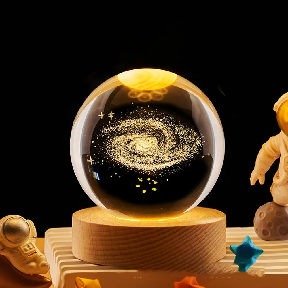 LED Night Light Milky Way Galaxy Solar System Crystal Ball Children Night Lamp Bedroom Ambient Light Creative Gift Night Light
