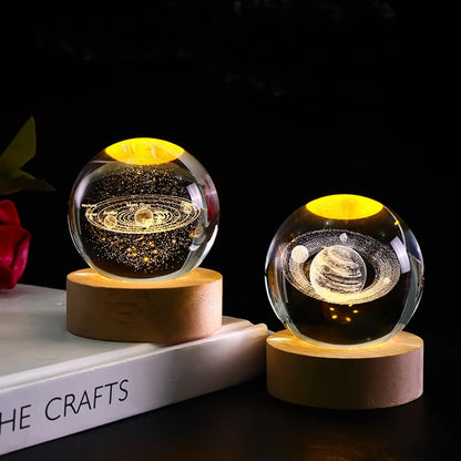 LED Night Light Milky Way Galaxy Solar System Crystal Ball Children Night Lamp Bedroom Ambient Light Creative Gift Night Light