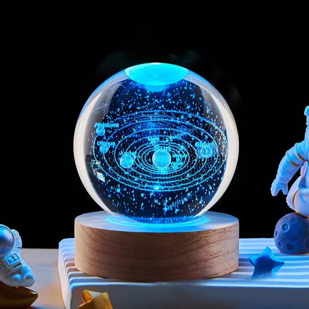 LED Night Light Milky Way Galaxy Solar System Crystal Ball Children Night Lamp Bedroom Ambient Light Creative Gift Night Light