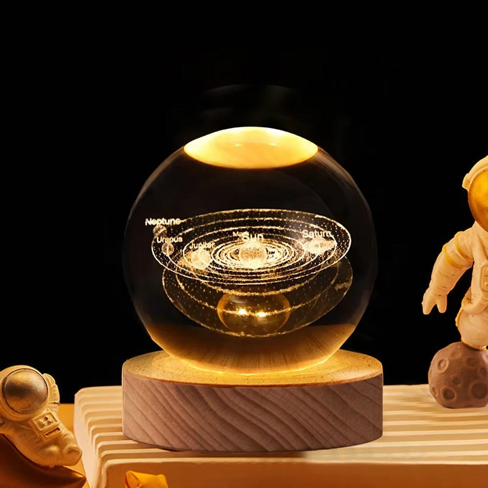 LED Night Light Milky Way Galaxy Solar System Crystal Ball Children Night Lamp Bedroom Ambient Light Creative Gift Night Light